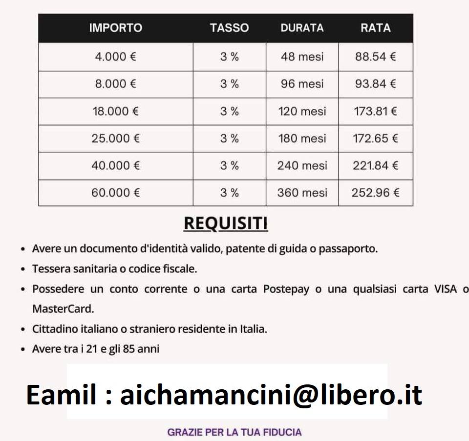 
Offerta di finanzee  affidabile in 72 ore 