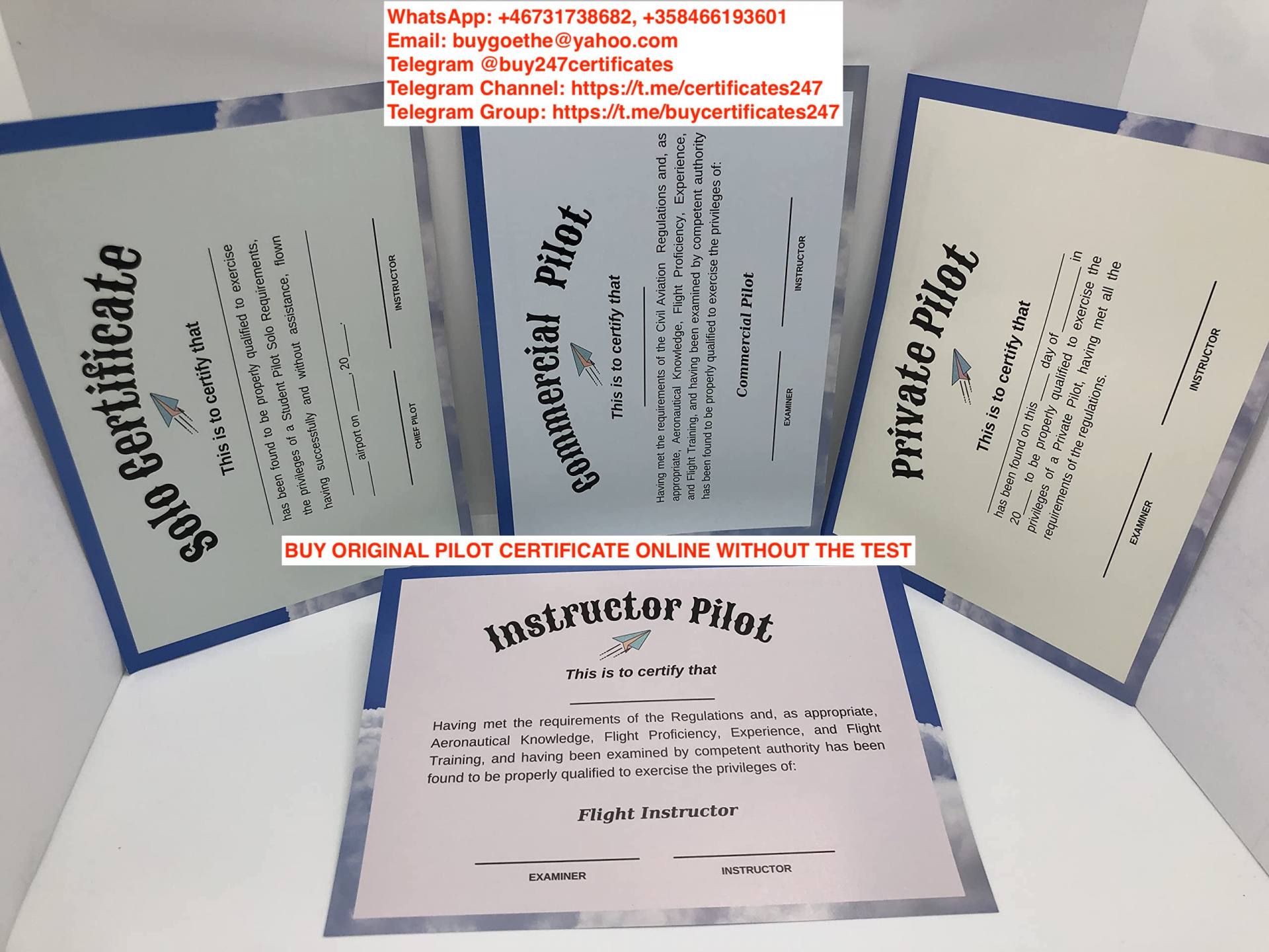 WhatsApp: +46731738682, +358466193601. Buy registered Airline Transport Pilot (ATP) Certificate online, buy Commercial Pilot Certificate in the USA